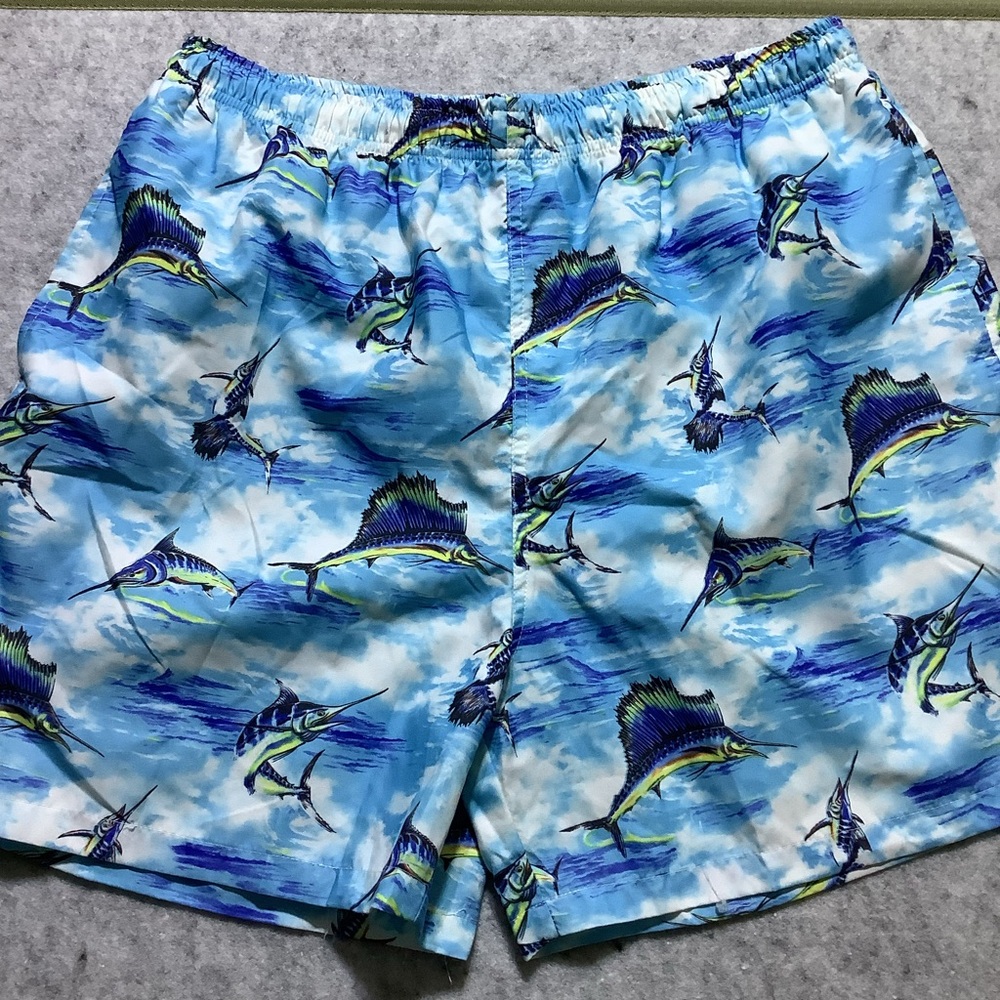 Men's Blue Marlin Print Swim Shorts